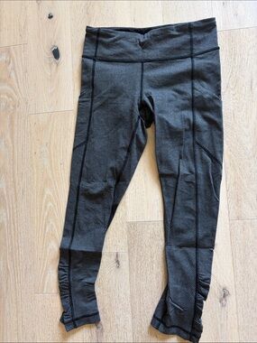 lululemon athletica Black Herringbone Ruched Ankle Leggings